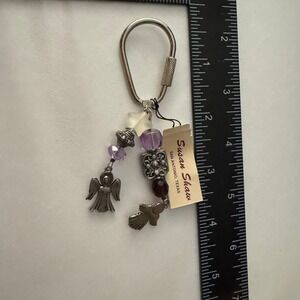 Susan Shaw San Antonio Angel Charm Beaded Silver Keyring‎ Keychain Angels